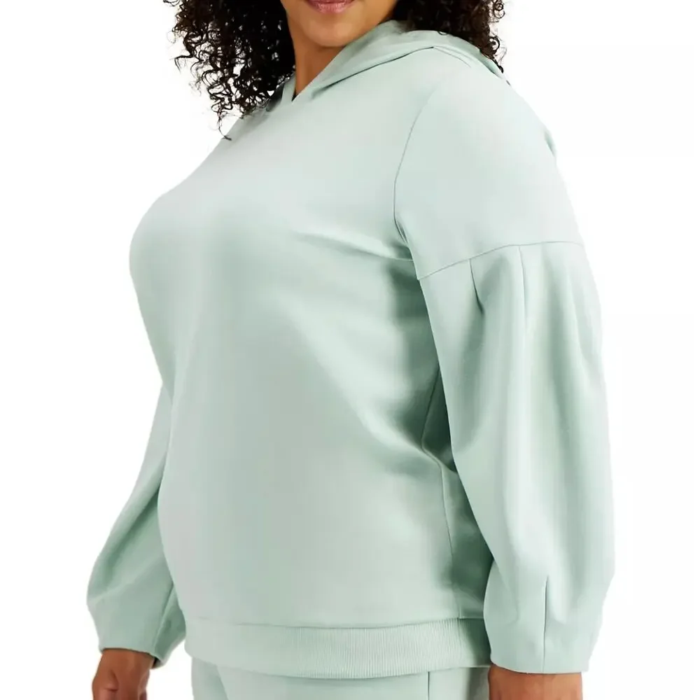 New Alfani Size 0X Balloon Sleeve Aqua Green Hoodie Pullover Sweater